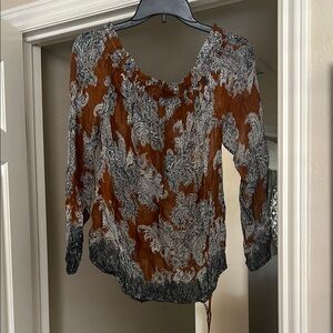 Women's Brown and Black Paisley Lucky brand Top
